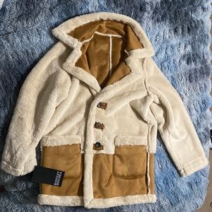 NWT S Badgley Mishka Beautiful Teddy Trench Coat Reversible 2-jackets-in-1 Cozy